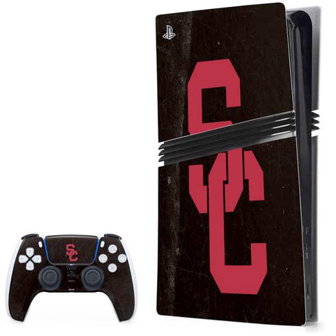 University of Southern California USC Black Distressed PlayStation PS5 Skins
